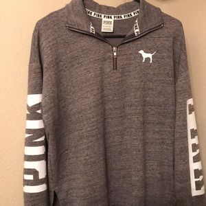 PINK • Grey Lounge Quarter-Zip Pullover